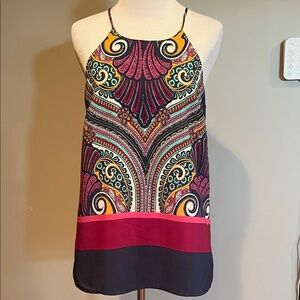 Multicolor Patterned Women's Tank Top by Reneec in size Small
